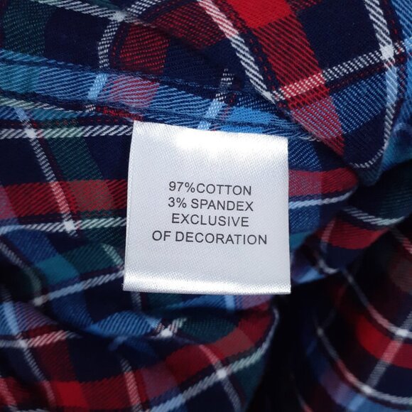 Tailorbyrd Mens Stretch Flannel Shirt M Button Up Plaid Blue Red 843 - Picture 5 of 6